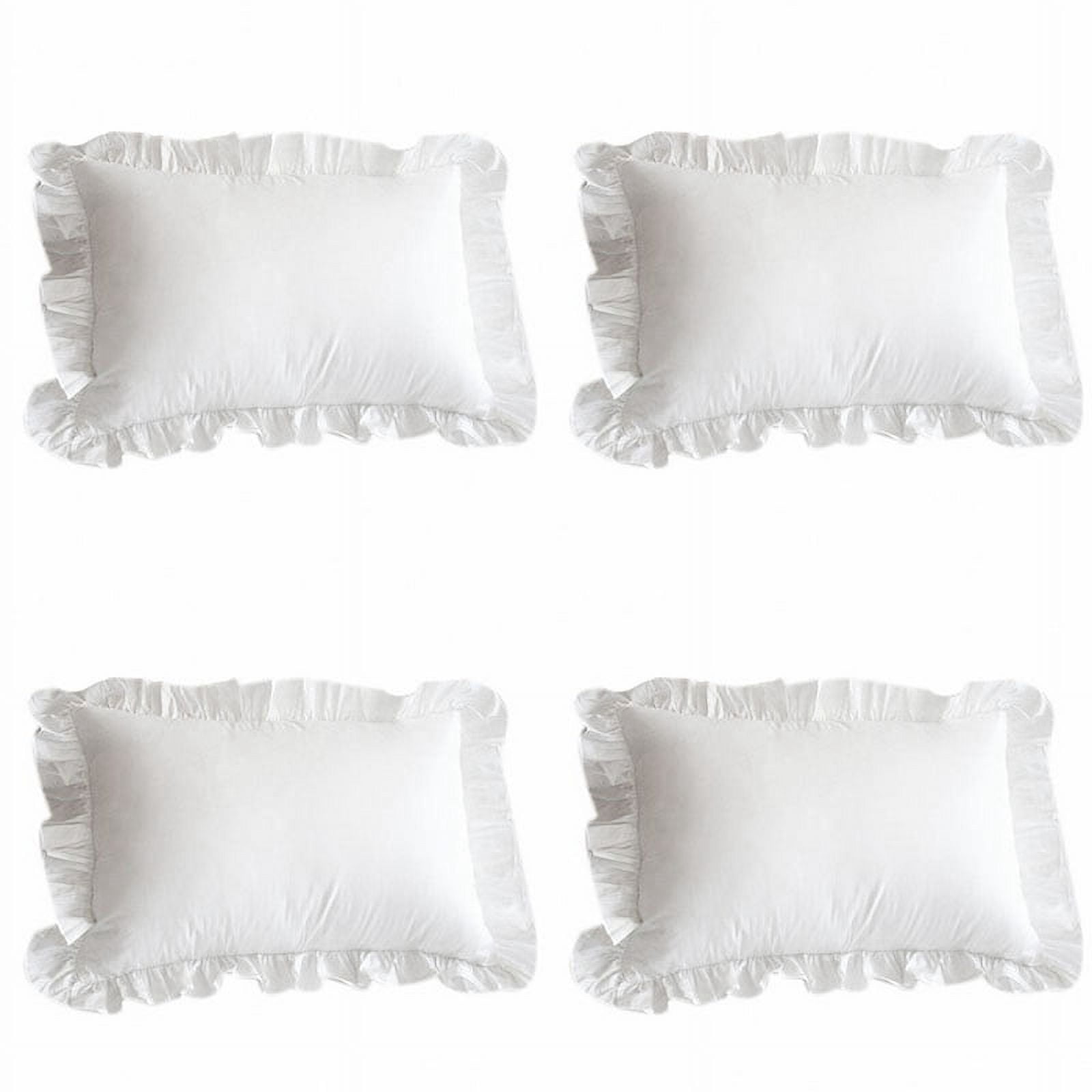 4X 100% Cotton Ruffle Pillowcase Ruffled Pillow Cover White Case