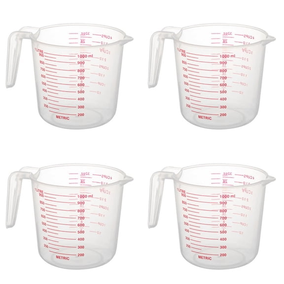 4X 1000Ml Measuring Cup Baking Tool Kitchen Tool High Quality Plastic Measuring Cup Tool Cup with Scale