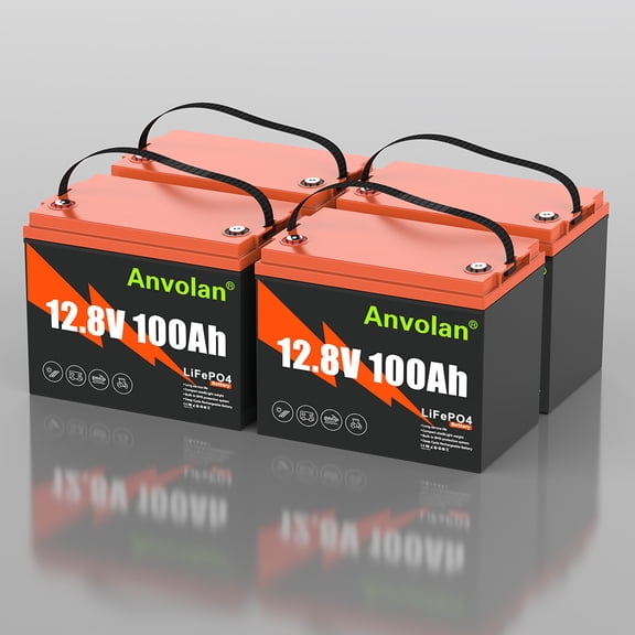 4X 100Ah 12V  LiFePO4 Lithium Battery  Lithium Iron Phosphate Battery 100A BMS Lightweight Fast Charging Rechargeable for RV Off-Grid Trolling Motor Home Energy