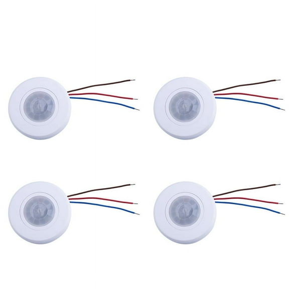 4X 110-220V Ceiling PIR Motion Sensor Light Switch 200W Ultra Slim Infrared Induction Adjust Time Delay Light Switch,4 * body motion sensor 8 * expansion snail 8 * screw 4 * English manual,white