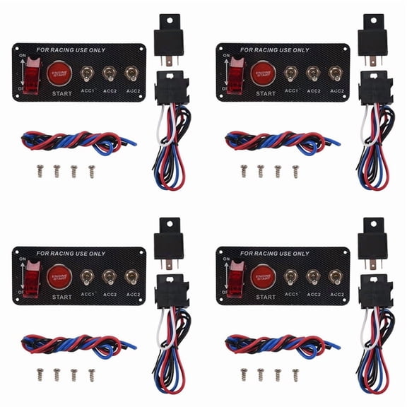4X 12V Car Ignition Switch Engine  Push Button 3 Toggle Racing Panel