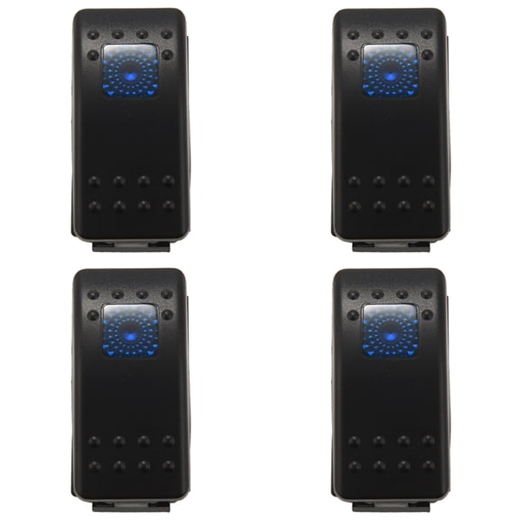 4X 12v 20 Amp Waterproof Blue LED on/Off Boat Marine SPST 3P Rocker Switch with Light