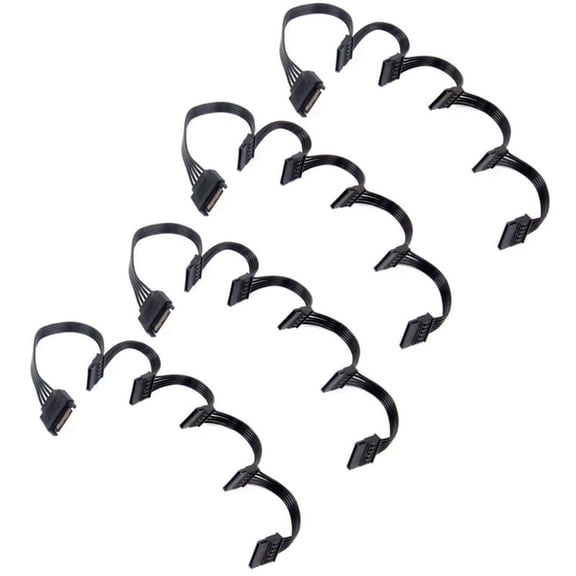 4X 15 Pin SATA Power Extension Hard Drive Cable 1 Male to 5 Female Supply Splitter Adapter for DIY PC Sever