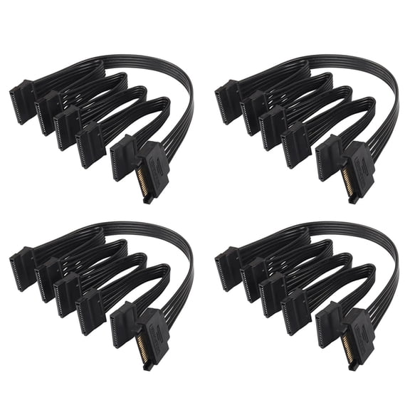 4X 15 Pin Power Splitter 1 To5 Hard Drive HDD SSD Power Supply Cable Cord Extension Cable Hard Disk Expansion Cable