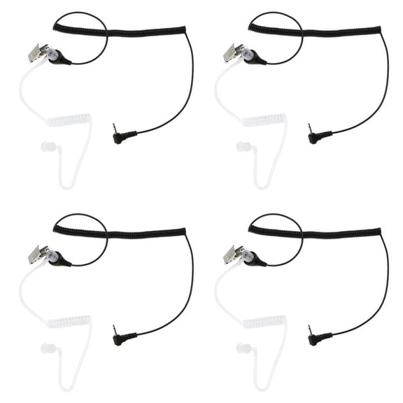 4X 1Pin 2.5mm Covert Acoustic Tube Earpiece Earphone 2Way Radios for with Spare Soft Plastic Earbud
