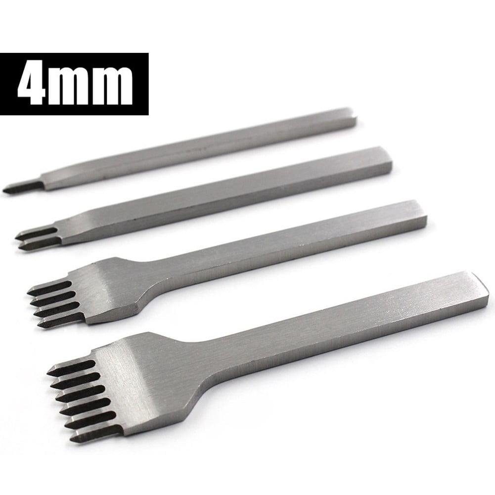 3pcs 4/5/6mm Leather Stitching Prong Punch Tool Set Steel Prong Row  Circular Cut Round Hole Punch Lacing Stitching Chisel for Leather Craft 