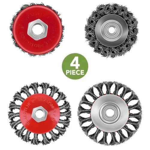 4X 3" 4" Twist Knot Wire Wheel Cup Brush Arbor Grinder For Most Angle Grinder