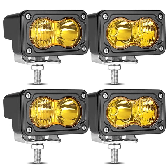 4X 3" LED Yellow Light Cube Pod Spot Flood Driving Fog Lamp Offroad For Jeep UTV
