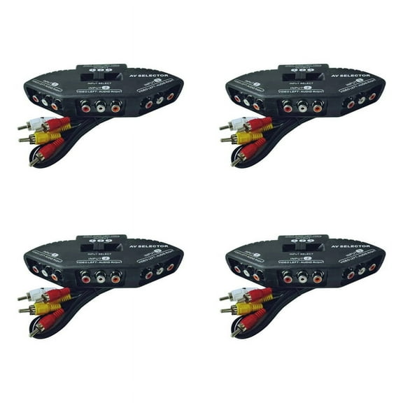 4X 3-Way Audio Video AV Switch Box Splitter W/ Cable for TV X-Box DVD Player Devices