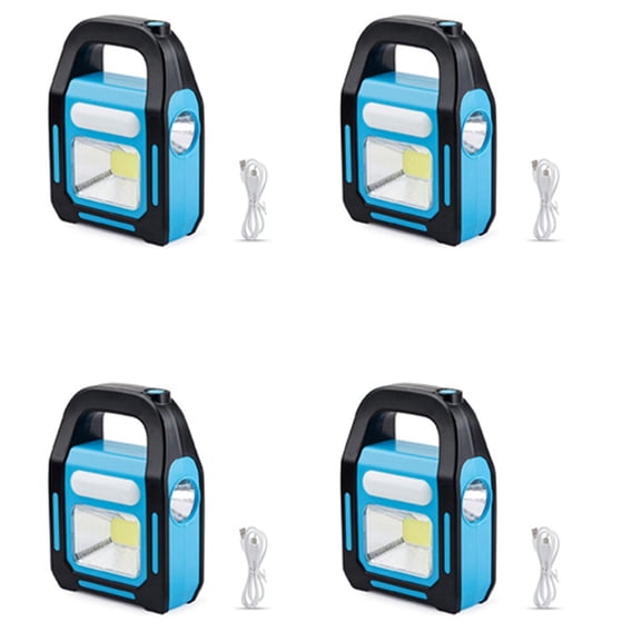 4X Solar USB Rechargeable COB LED Camping Lantern, Charging for Device, Waterproof Emergency Flashlight LED Light