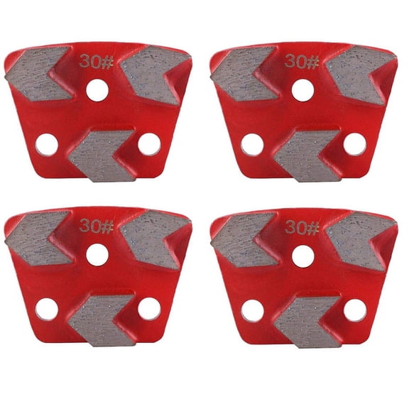 4X 30 Grit Metal Bond Scraper Trapezoid Diamond Floor Grinding Pad Disc for Removing Adhesives Spots Joints,4 x Trapezoid Diamond,red