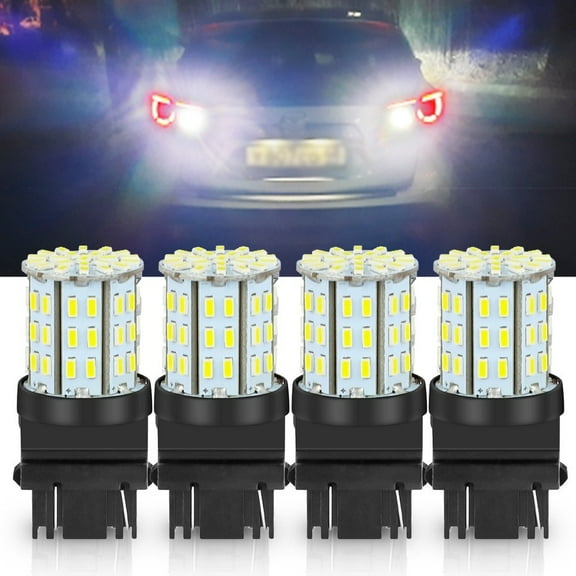4X 3157 64SMD LED Reverse Tail Brake Stop Turn Signal DRL Light Bulb 6000K White