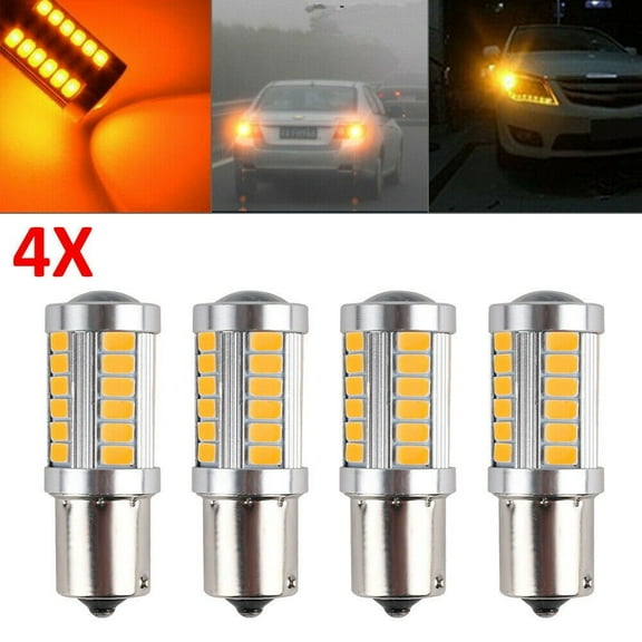 4X 33LED 581 BAU15S PY21W TURN SIGNAL YELLOW REAR INDICATOR 12V BULB
