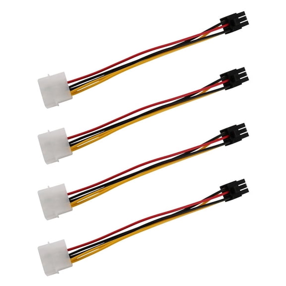 4x 4-pin Male To 6-pin Female Socket Power Cable compatible Pcie Pci Express Adapter