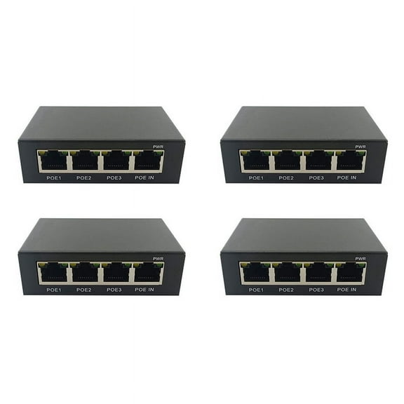 4X 4 Port Gigabit POE 100/1000M Network Switch Extender IEEE802.3Af/At Plug&Play for PoE Switch NVR IP Camera AP