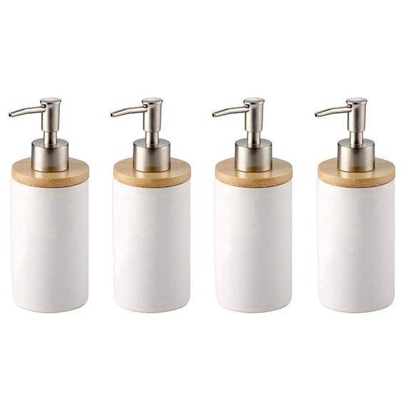 4X 400Ml Ceramic Soap Dispenser, Nordic Style, Lotion Dispenser Soap Dispenser for Kitchen and Bathroom -White,4 x Soap Dispenser,White