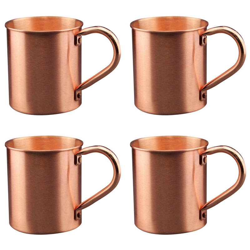 4X 450ML Copper Mug Water Cup Cup Straight Body Curling Cup Bar
