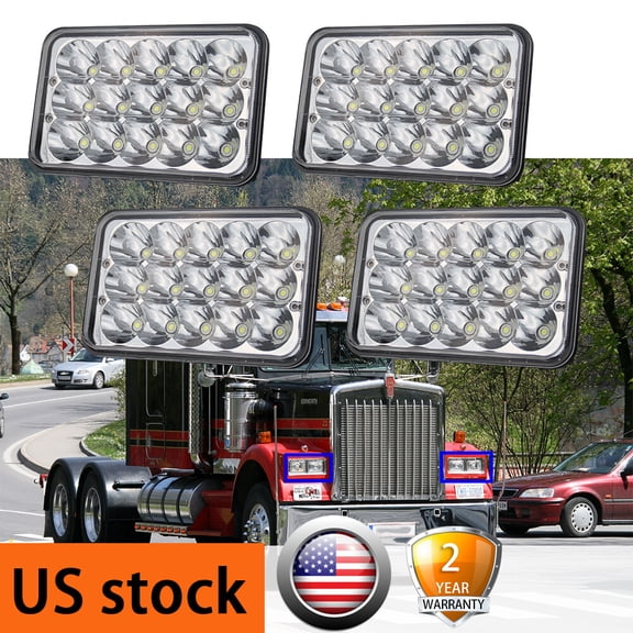 4X 4x6" LED Headlights Sealed Hi/Lo Beam Fog Light For Freightliner FLD120 112