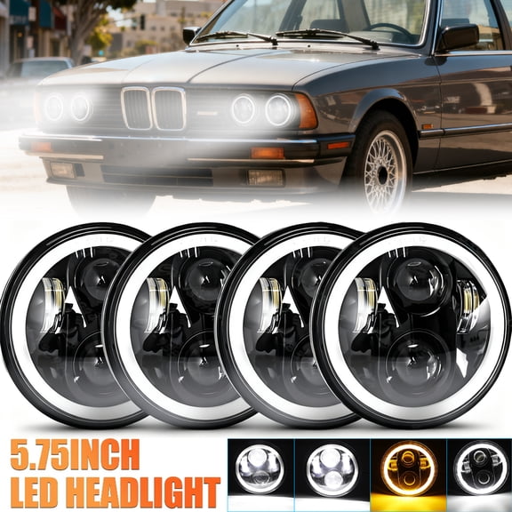 4X 5.75" 5-3/4" Round LED Headlights DRL Projector Beam for BMW Base 69-88