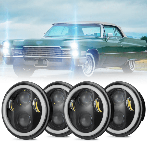 4X 5.75 5-3/4" Round LED Headlights Fit for Cadillac DeVille 1959-1974 Calais 1965-1974