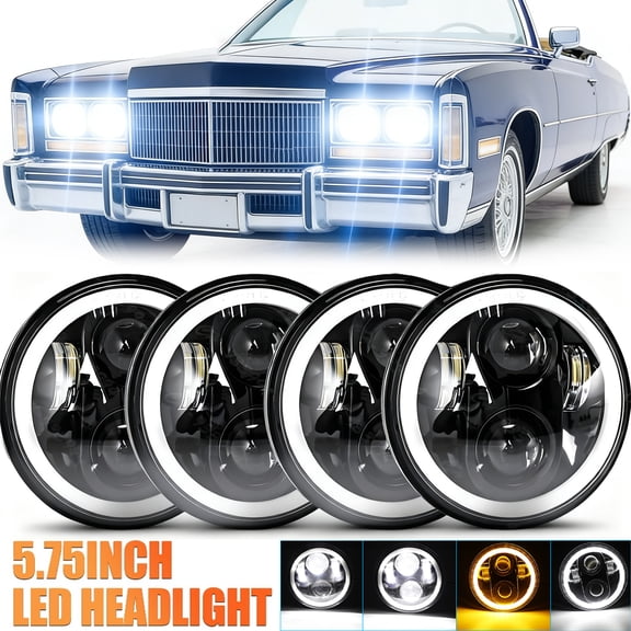 4X 5.75 5-3/4" Round LED Headlights For Cadillac DeVille 1959-1974 Calais 1965-1974