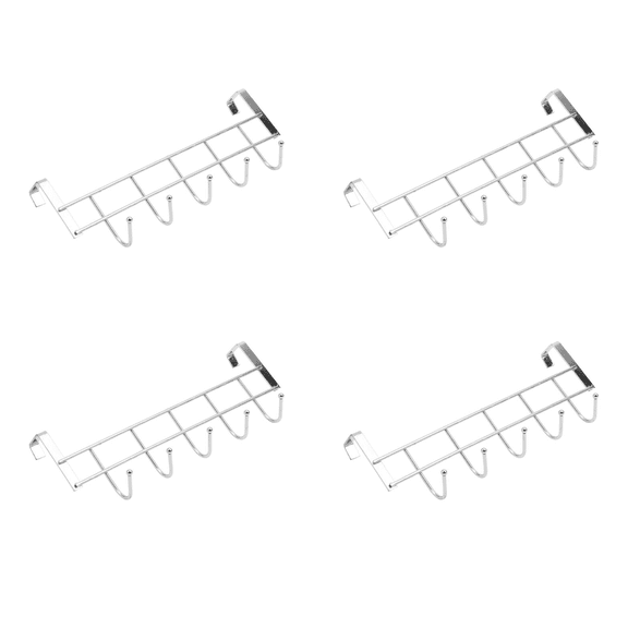 4X 5 Hooks over Door Home Bathroom Kitchen Coat Towel Loop Hanger Rack Holder Shelf,Silver