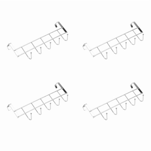 4X 5 Hooks over Door Home Bathroom Kitchen Coat Towel Loop Hanger Rack Holder Shelf,Silver