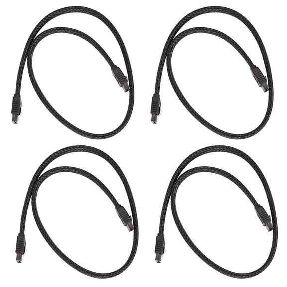 4X 50CM 3.0 III SATA3 7Pin Data Cable 6Gb/S SSD Cables Data Cord with Nylon Sleeved Premium Version(Black)