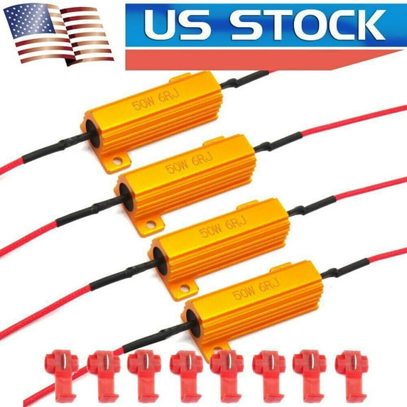 4X 50W 6ohm Load Resistors for Fix LED Bulb Fast Hyper Flash Turn Signal Blinker