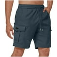 thumbnail image 1 of 4X-5X Big & Tall Cargo Shorts for Men Plus Size Cotton-Blend Drawstring Elastic Waist Casual Solid Straight Wide Leg Work Short with Pockets, 1 of 5