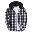 thumbnail image 1 of 4X-5X Plus Size Shirts for Men with Hoodie Big & Tall Button-Down Hoodies Mens Casual Long Sleeve Plaid Printed Work Outerwear Shackets Jackets, 1 of 5