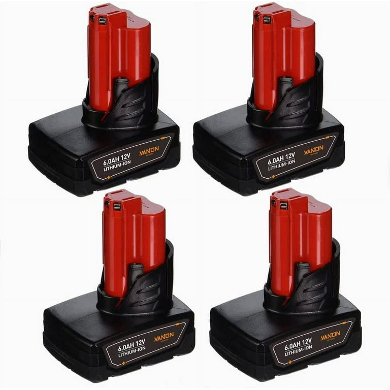 Milwaukee M12 12Volt 4 Pack 6.0Ah Extended Capacity Cordless Tool Battery 48 11 2460 US Walmart
