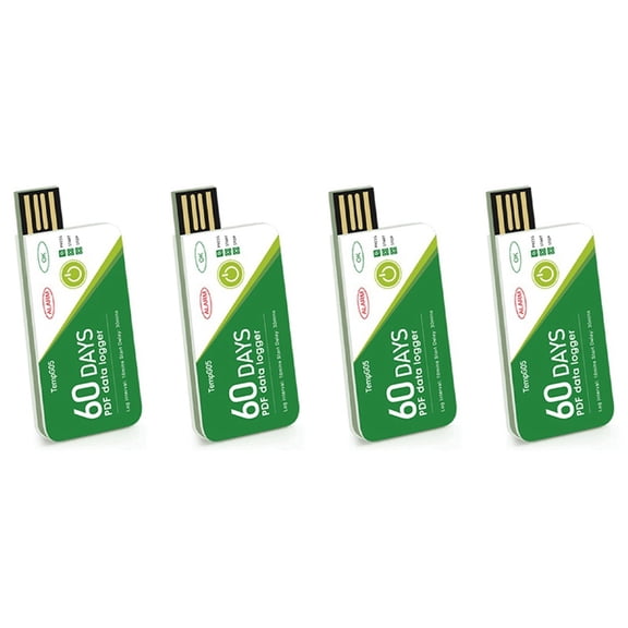 4X 60 Days USB Temperature Data Logger -30 -+60 Report with App IP67 Disposable High- Recorder with Warning,4 x Temperature Data Logger