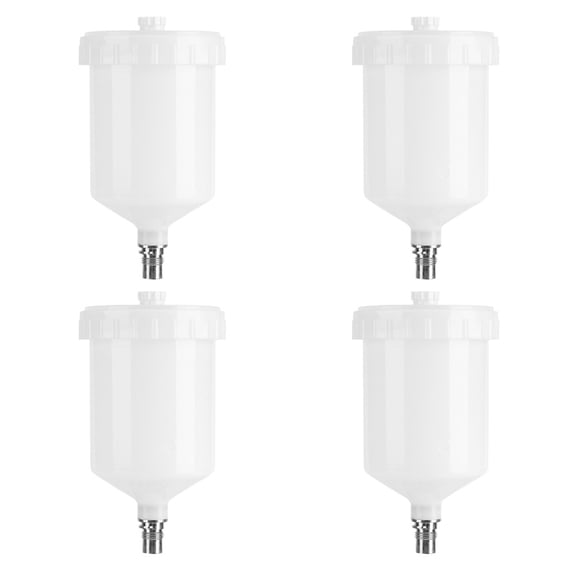 4X,600Ml Plastic Hvlp Paint Cup Pot for Sata Sprayer Cup Connector Jet Paint Sprayer,4 * Spray Gun Cup Pot,White