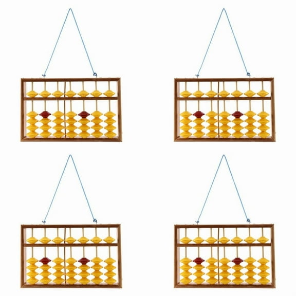 4X 7 Column Non-Slip Hanging Wooden Abacus Chinese Soroban Educational Tool Mathmetic Calculator for Student Teacher