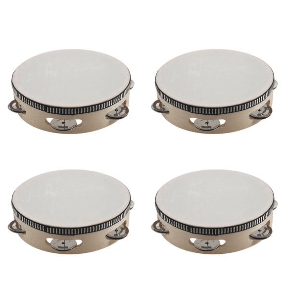 4X 7 Inch Musical Tambourine Tamborine Drum Round Percussion Gift for KTV Party