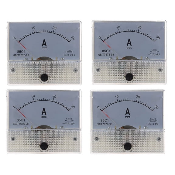 4X 85C1 Analog Current Panel Meter DC 30A AMP Ammeter,4x Analog Amperemeter,White