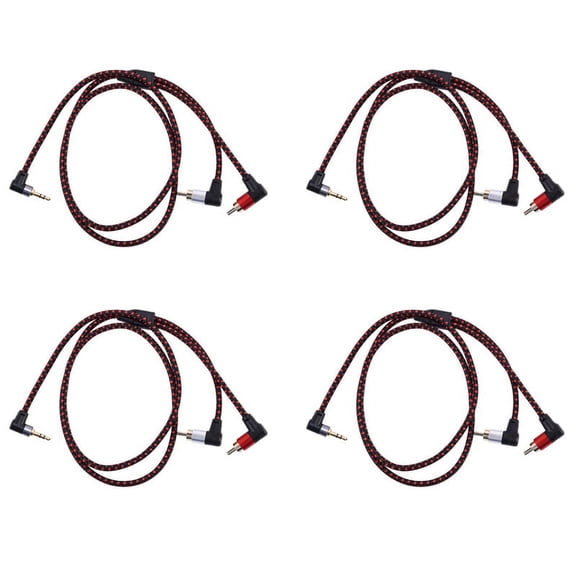 4X 90 Degree 3.5mm Male to 2 Male Cable Right Angle Stereo AUX Y Splitter Cord Microphone Jack Plug for Laptop 1M
