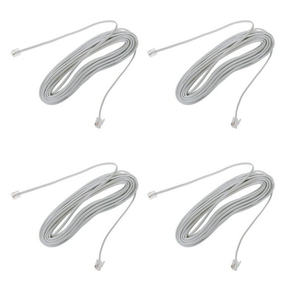 4X 9M 30Ft RJ11 6P2C Modular Telephone Phone Cables Wire White