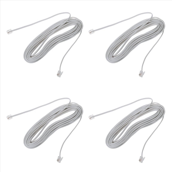 4X 9M 30Ft RJ11 6P2C Modular Telephone Phone Cables Wire White