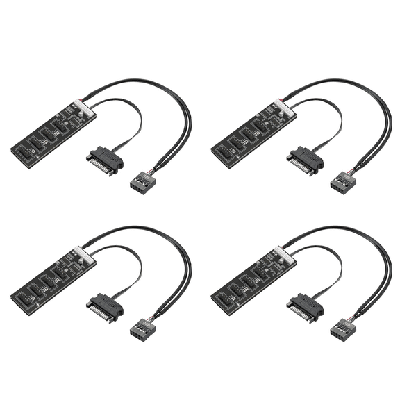 4X 9Pin USB Header Splitter with SATA Power Cable, Internal USB Hub Extension USB 2.0 Splitter Connector for Motherboard,4 x USB Hub Splitter,Black