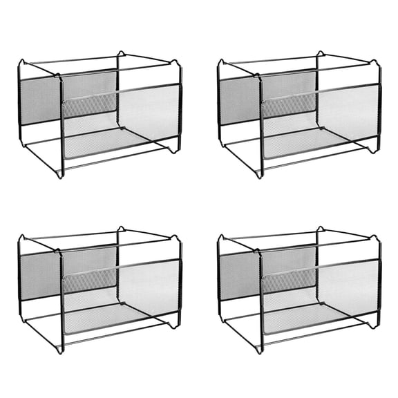 4X A4 Mesh Metal File Organizer Box Hanging File Folder Box Desk Storage Holder Shelf Holder Storage for Office Home