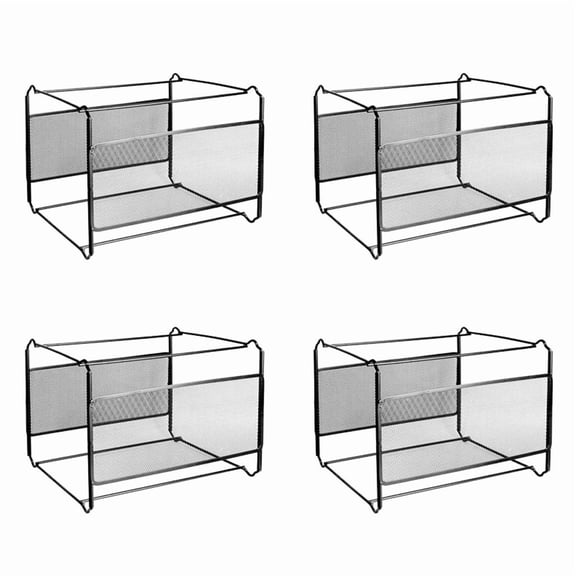 4X A4 Mesh Metal File Organizer Box Hanging File Folder Box Desk Storage Holder Shelf Holder Storage for  Home