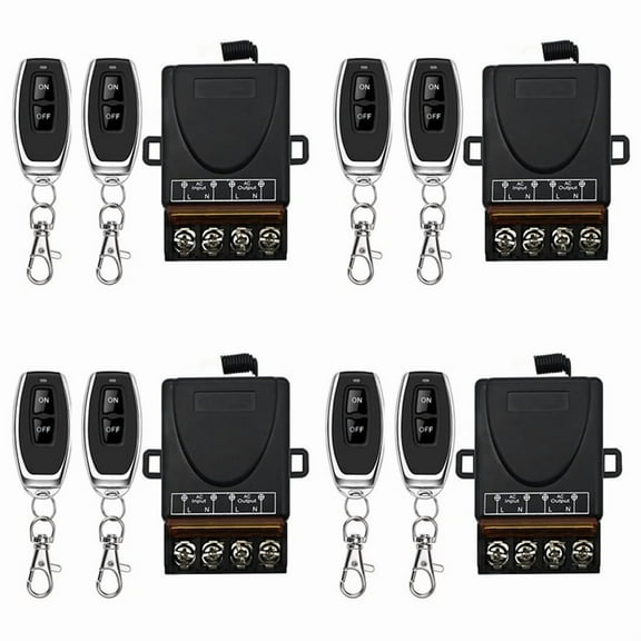 4X AC 220V 30A 1CH 433MHz Wireless Remote Control Switch Relay Receiver + Off/on Transmitter