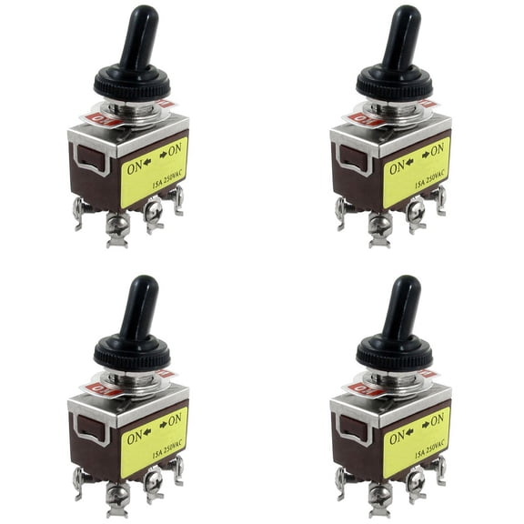 4X AC 250V 15A On/on 2 Position DPDT Toggle Switch with Waterproof Boot