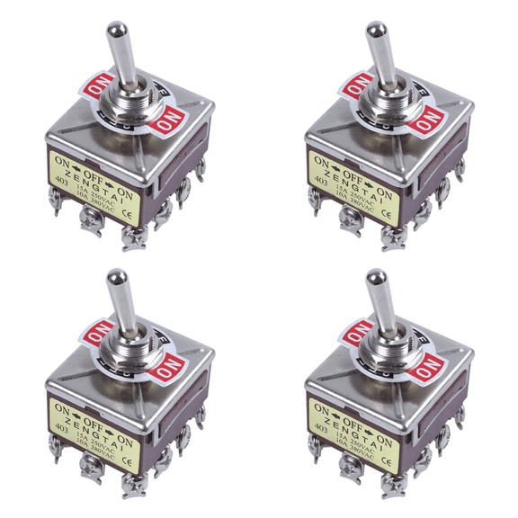 4X AC 380V 10A ON/OFF/ON 3 Positions 12 Pin Latching Toggle Switch 4PDT,4 x Toggle Switch,Brick Red
