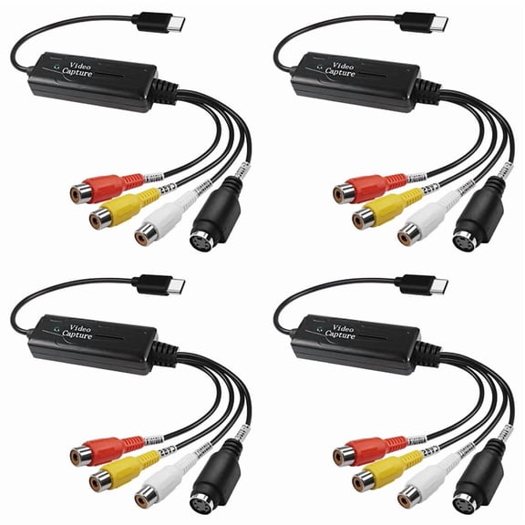 4X AV to USB C Converter Video Capture Card Adapter 1 Channel AV NTSC PAL Video S Video/Composite to USB Converter