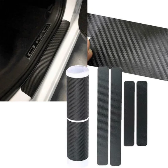 4X Accessories Carbon Fiber Car Door Plate Sill Scuff Cover Anti Scratch Sticker