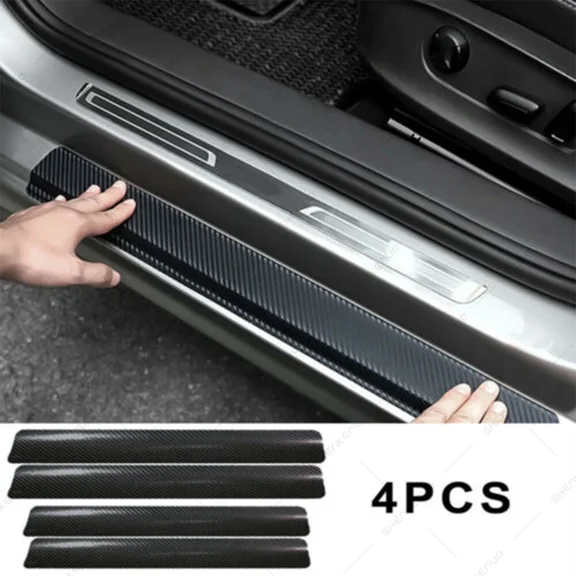 4X Accessories Carbon Fiber Car Door Plate Sill Scuff Cover Anti Scratch Sticker