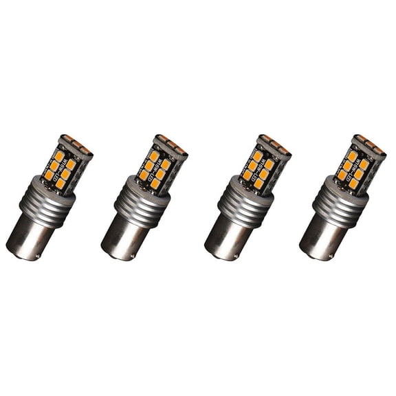 4X Amber/Yellow 1156 Ba15S 2835 15W Error Free Car LED Turn Signal Light Bulbs,4 x light bulbs,Black